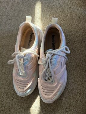 Women's Light Pink Lace-Up Real Leather Athletic Sneakers